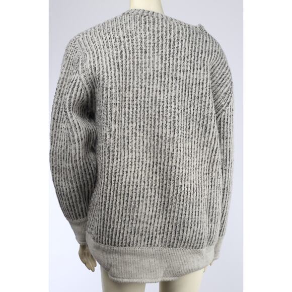 IRO Paris Manouka Chunky Ribbed Wool Pullover Sweater Marled Gray Cozy Knit Sz M - Picture 9 of 11